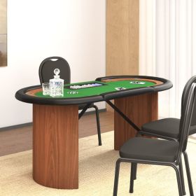 10-Player Poker Table with Chip Tray Green 63"x31.5"x29.5"