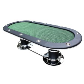 Elite 96" Poker Table for 10 Players Casino Games Oval with Speed Cloth Felt Playing Surface Pedestal Base Cup Holders Green