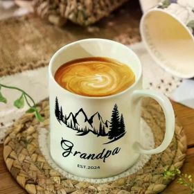 1pc 11oz "Best Grandpa Ever" Ceramic Coffee Mug with Scenic Mountain Design - Perfect Gift for Grandfather, First