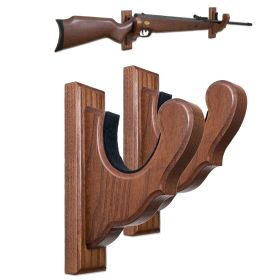 Gun Rack Wall Mount Hold Up Displays Horizontal Gun Rack and Shotgun Hooks Store Rifle Shotgun Bow Real Hardwood Hanger Umber