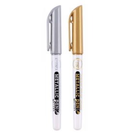 2pcs Metallic Pen; Golden Silver Resin Drawing Pen; Marker Pen For Acrylic Paint DIY Epoxy Resin Mold Highlight Permanent Marker Handmade Craft (Color: Gold&Sliver)