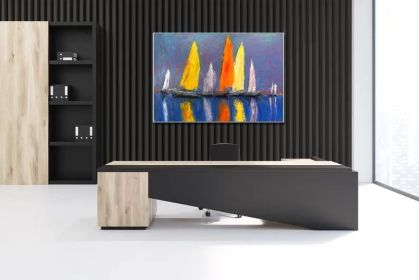 Abstract Canvas Art Oli painting Large Artwork Colorful Modern Seascape Landscape Paintings Acrylic with Boats Modern Home Decor Wall Art (Style: 01, size: 90x130cm)