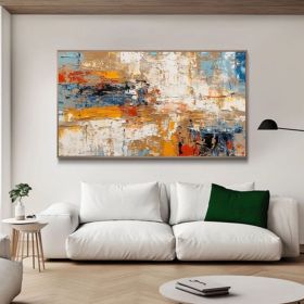 Modern abstract textured oil painting neutral minimalist oil painting hand painted customized painting bedroom living room decor home gift (Style: 01, size: 70x140cm)