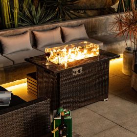 44inch Outdoor Fire Pit Table, Propane Fire Table with Ceramic Tabletop Gas Fire Table (Color: as Pic)
