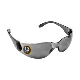 Wrap Around Safety Glasses ANSI CE Smoked Lens Pack of 12 Anti Scratch Glasses Safety Eyewear Protective Safety Spectacles Scratch Resistant Blac (Color: Black)