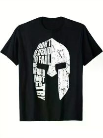 Spartan Do Not Afraid To Fail Motivation For Men Women Gift T-Shirt, 100% Cotton, Halloween Thanksgiving Christmas Gift (Color: Black, size: XXL)