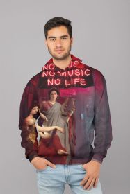 No Music, No Life Men Sublimation Hoodie (size: small)