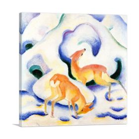 Deer In The Snow 1911 (Type: Standard Framed Canvas Print, size: 12" x 12" / 30cm x 30cm (approx))