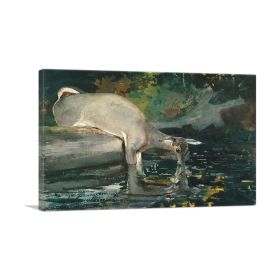 Deer Drinking 1892 (Type: Standard Framed Canvas Print, size: 28" x 20" / 70cm x 50cm (approx))