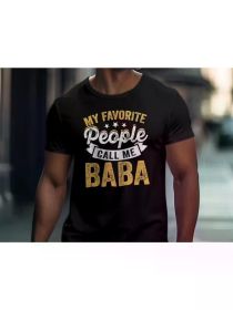 My Favorite Baba T-Shirt, Distressed Text Family Tee, Grandfather Gift Shirt, Vintage Look Graphic Tee, Adult ClothingFamily T-Shirt (Color: Black, size: XL)