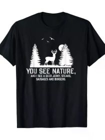 Gifts For Hunters Men, You See Nature Funny Deer Hunting T-Shirt (Color: Black, size: L)