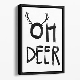 Oh Deer Floating Framed Canvas (Color: Black, size: 36" x 24" / 90cm x 60cm approx)
