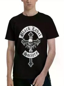 Black Rock Label Music Society Band T Shirt Men'S Casual Tee Classic Crew Neck Short Sleeve ShirtsCouple Clothing 2025 Family T-Shirt (Color: Black, size: XXL)