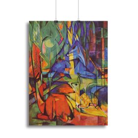 Deer in Forest by Franz Marc Canvas Print or Poster (Type: Standard Framed Canvas Print, size: 12" x 8" / 30cm x 20cm (approx))