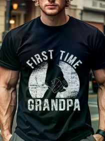 First Time Grandpa, Grandfather To Be T-Shirt, Grandpa T Shirts For Men Outdoor Activities, Weekend Casual, Comfort Fit Crew Neck T-Shirt, Runnin (Color: Black, size: XXL)