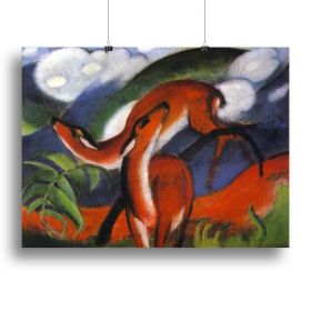 Red Deer II by Franz Marc Canvas Print or Poster (Type: Standard Framed Canvas Print, size: 28" x 20" / 70cm x 50cm (approx))