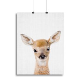 Peekaboo Baby Deer Canvas Print or Poster (Type: Poster Print, size: 32" x 24" / 80cm x 60cm approx)