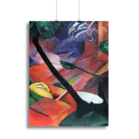Deer in the forest II by Franz Marc Canvas Print or Poster (Type: Standard Framed Canvas Print, size: 12" x 8" / 30cm x 20cm (approx))