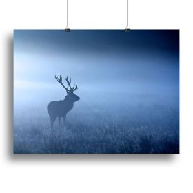 Red deer stag silhouette Canvas Print or Poster (Type: Standard Framed Canvas Print, size: 16" x 12" / 42cm x 30cm (approx))